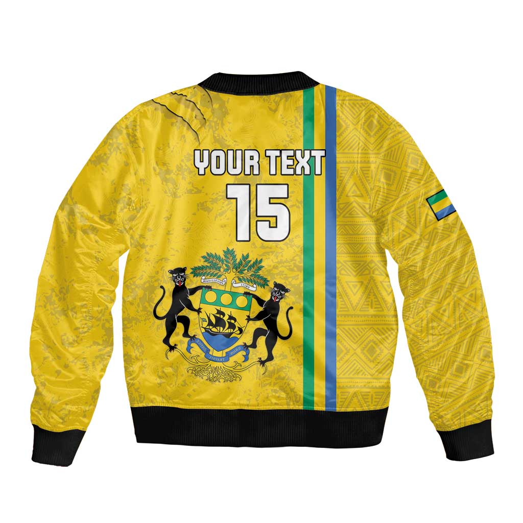 Custom Gabon Football Bomber Jacket Go Les Pantheres - Yellow Ver
