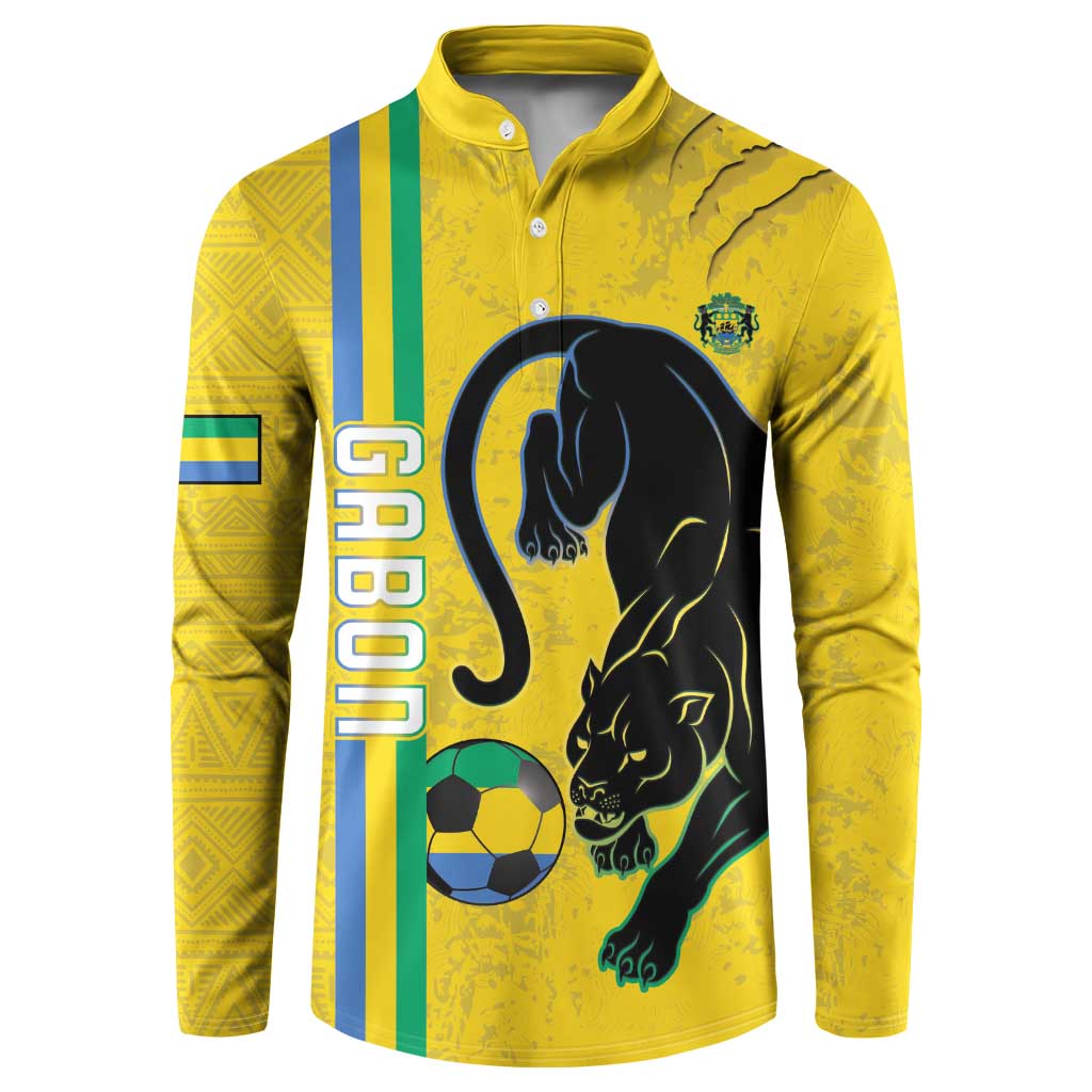 Custom Gabon Football Button Sweatshirt Go Les Pantheres - Yellow Ver