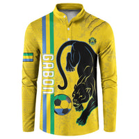 Custom Gabon Football Button Sweatshirt Go Les Pantheres - Yellow Ver
