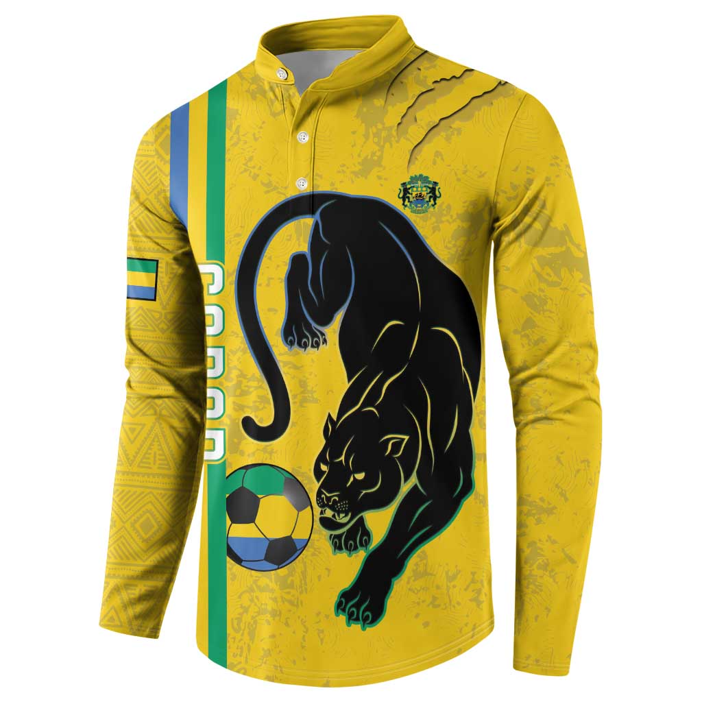 Custom Gabon Football Button Sweatshirt Go Les Pantheres - Yellow Ver