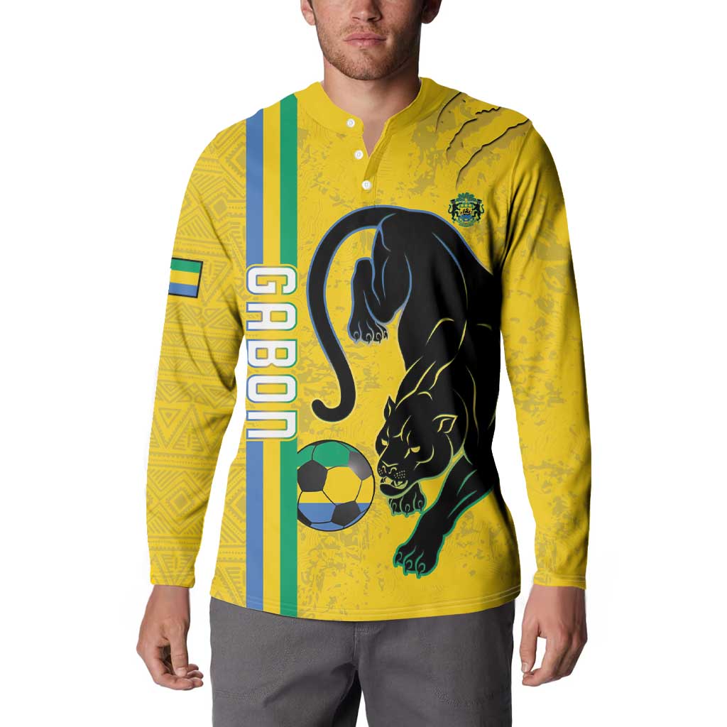 Custom Gabon Football Button Sweatshirt Go Les Pantheres - Yellow Ver