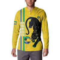 Custom Gabon Football Button Sweatshirt Go Les Pantheres - Yellow Ver