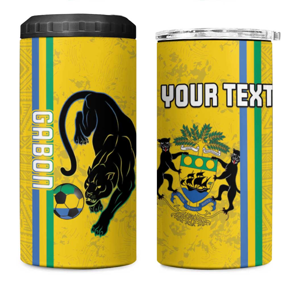 Custom Gabon Football 4 in 1 Can Cooler Tumbler Go Les Pantheres - Yellow Ver