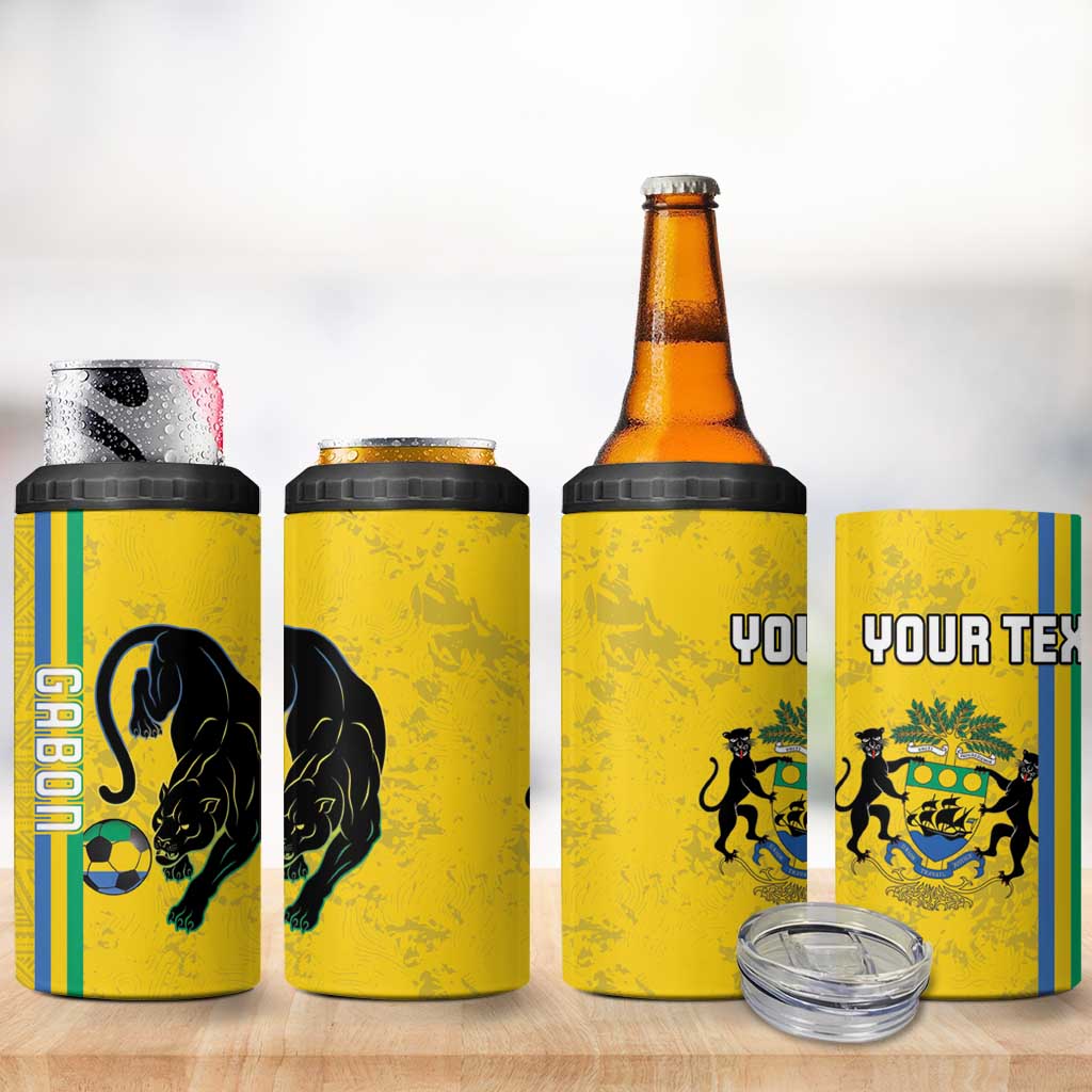 Custom Gabon Football 4 in 1 Can Cooler Tumbler Go Les Pantheres - Yellow Ver