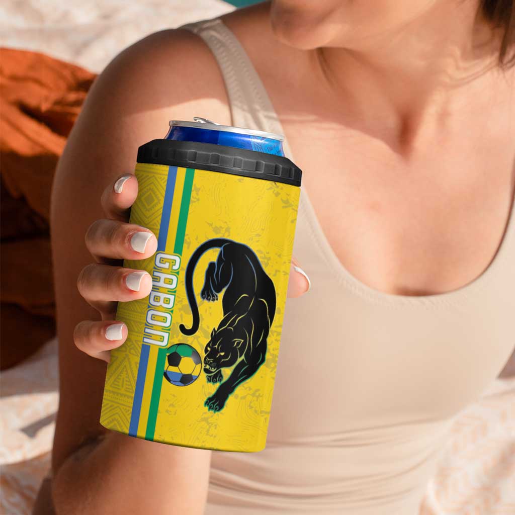 Custom Gabon Football 4 in 1 Can Cooler Tumbler Go Les Pantheres - Yellow Ver