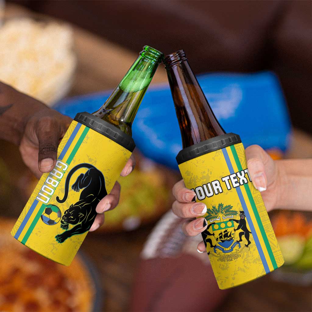 Custom Gabon Football 4 in 1 Can Cooler Tumbler Go Les Pantheres - Yellow Ver
