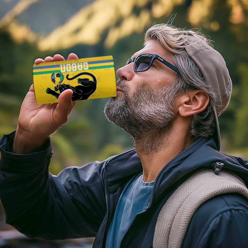 Custom Gabon Football 4 in 1 Can Cooler Tumbler Go Les Pantheres - Yellow Ver