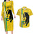 Custom Gabon Football Couples Matching Long Sleeve Bodycon Dress and Hawaiian Shirt Go Les Pantheres - Yellow Ver