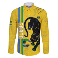 Custom Gabon Football Family Matching Long Sleeve Bodycon Dress and Hawaiian Shirt Go Les Pantheres - Yellow Ver