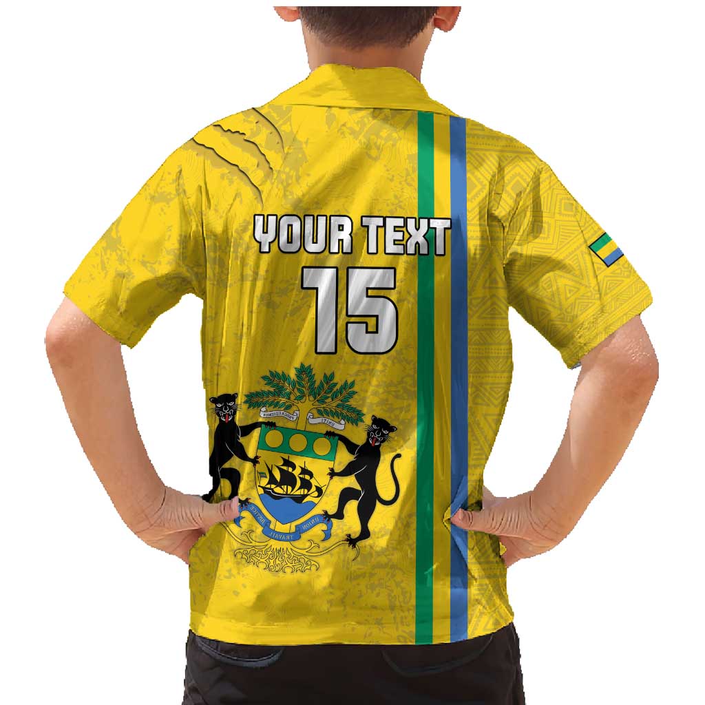Custom Gabon Football Family Matching Mermaid Dress and Hawaiian Shirt Go Les Pantheres - Yellow Ver