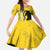 Custom Gabon Football Family Matching Off The Shoulder Long Sleeve Dress and Hawaiian Shirt Go Les Pantheres - Yellow Ver