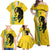 Custom Gabon Football Family Matching Off Shoulder Maxi Dress and Hawaiian Shirt Go Les Pantheres - Yellow Ver
