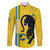 Custom Gabon Football Family Matching Off Shoulder Maxi Dress and Hawaiian Shirt Go Les Pantheres - Yellow Ver