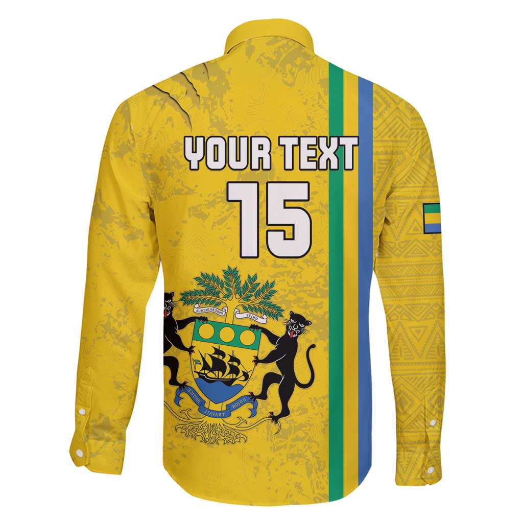 Custom Gabon Football Family Matching Off Shoulder Short Dress and Hawaiian Shirt Go Les Pantheres - Yellow Ver