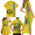 Custom Gabon Football Family Matching Short Sleeve Bodycon Dress and Hawaiian Shirt Go Les Pantheres - Yellow Ver