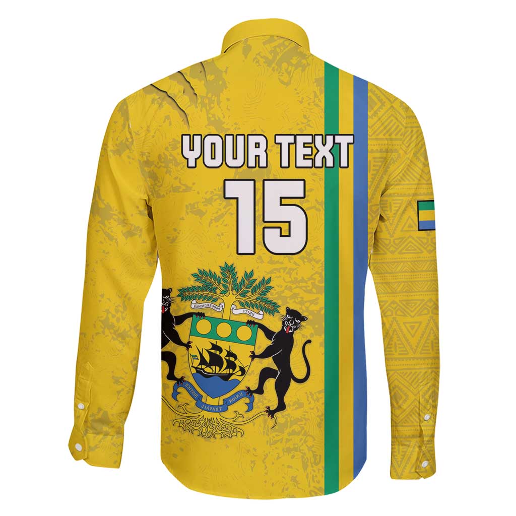 Custom Gabon Football Family Matching Short Sleeve Bodycon Dress and Hawaiian Shirt Go Les Pantheres - Yellow Ver