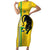 Custom Gabon Football Family Matching Short Sleeve Bodycon Dress and Hawaiian Shirt Go Les Pantheres - Yellow Ver