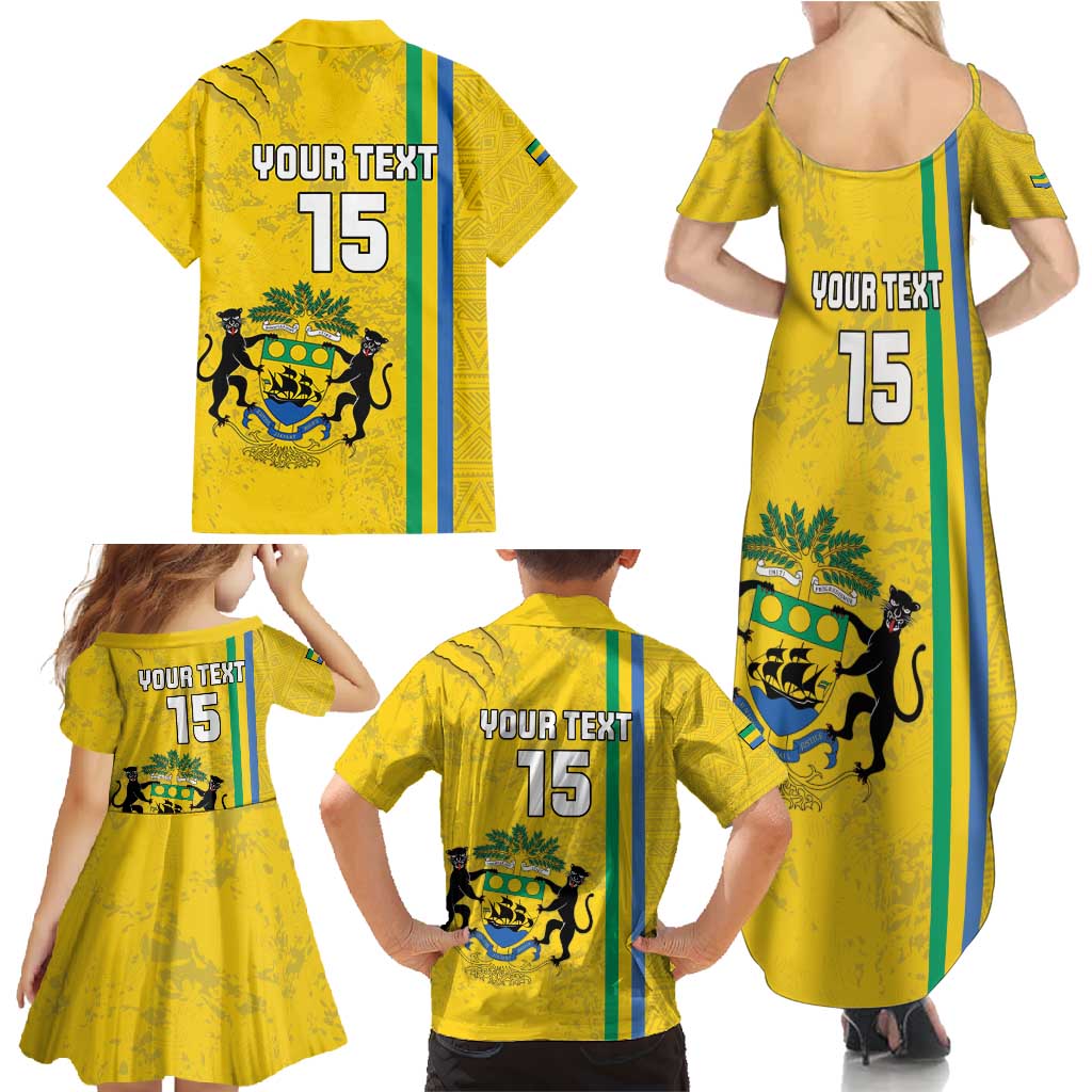 Custom Gabon Football Family Matching Summer Maxi Dress and Hawaiian Shirt Go Les Pantheres - Yellow Ver