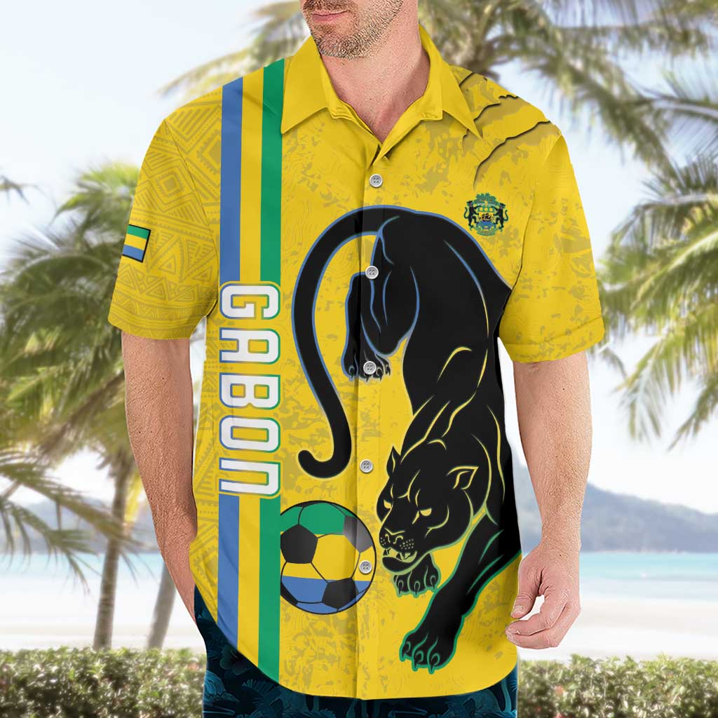 Custom Gabon Football Hawaiian Shirt Go Les Pantheres - Yellow Ver