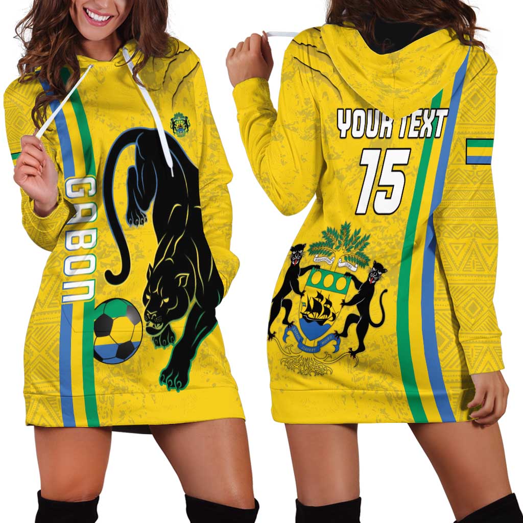 Custom Gabon Football Hoodie Dress Go Les Pantheres - Yellow Ver