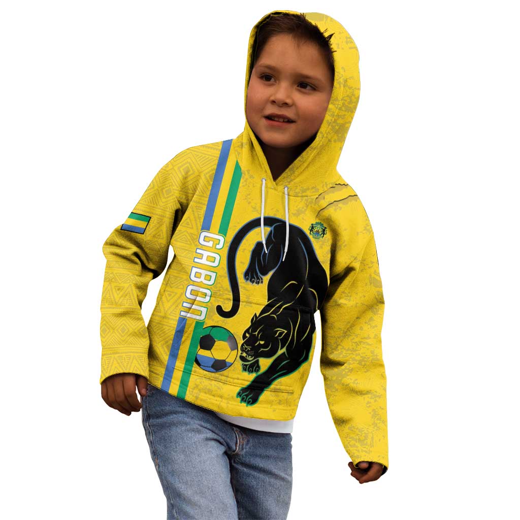 Custom Gabon Football Kid Hoodie Go Les Pantheres - Yellow Ver