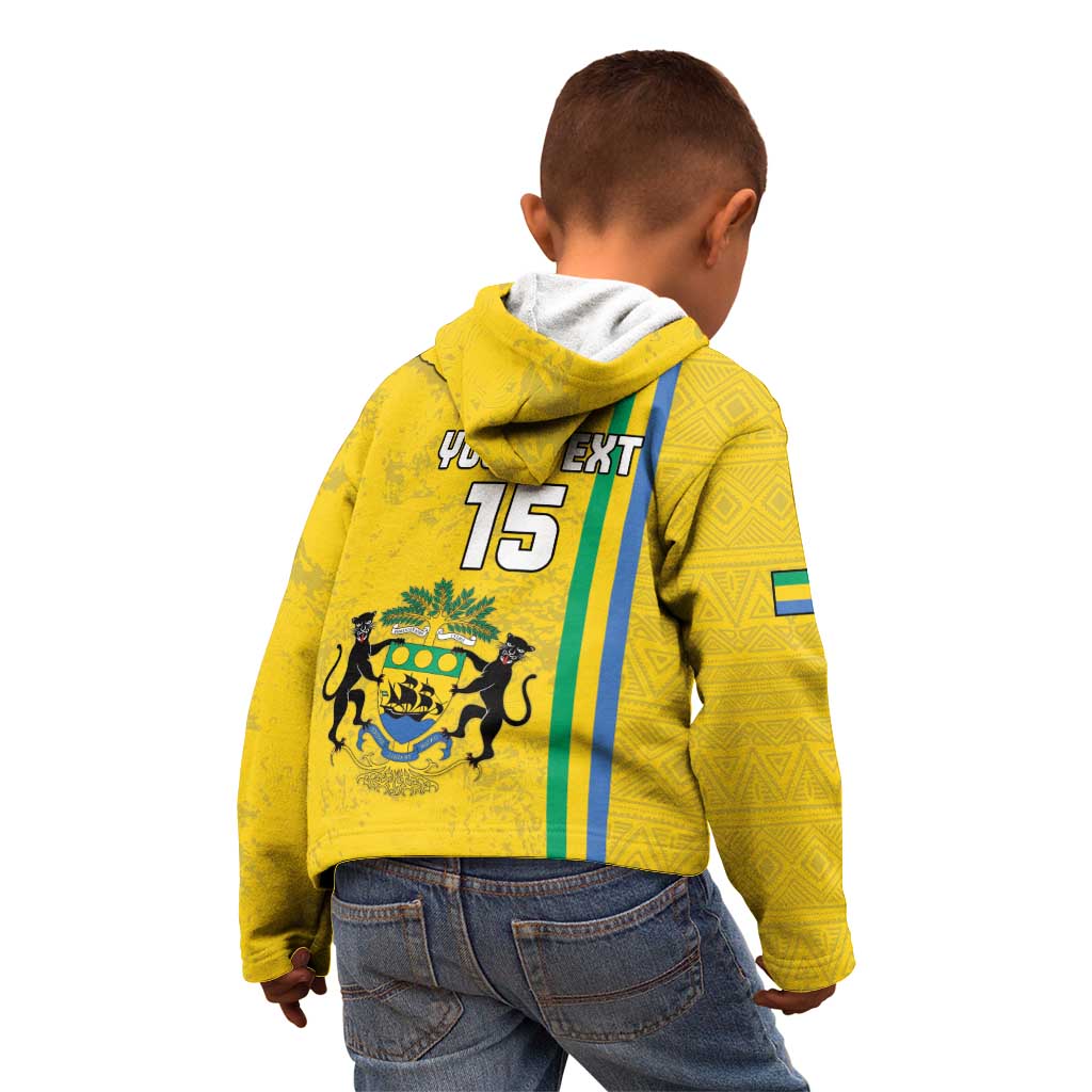 Custom Gabon Football Kid Hoodie Go Les Pantheres - Yellow Ver