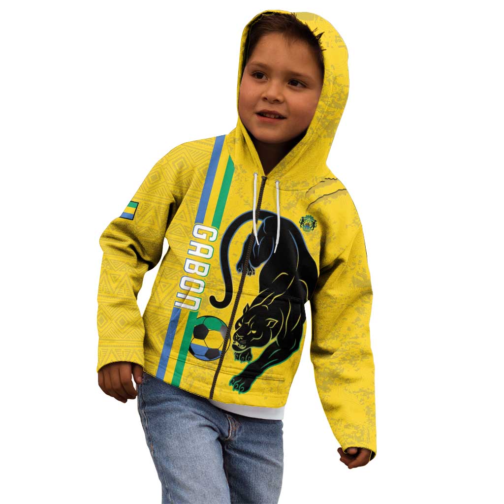 Custom Gabon Football Kid Hoodie Go Les Pantheres - Yellow Ver
