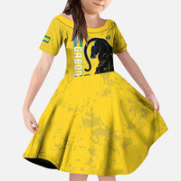 Custom Gabon Football Kid Short Sleeve Dress Go Les Pantheres - Yellow Ver