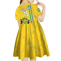 Custom Gabon Football Kid Short Sleeve Dress Go Les Pantheres - Yellow Ver