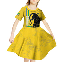 Custom Gabon Football Kid Short Sleeve Dress Go Les Pantheres - Yellow Ver