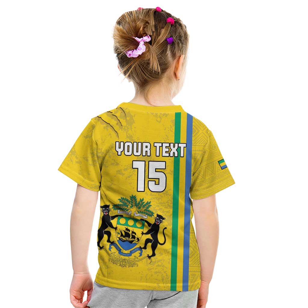 Custom Gabon Football Kid T Shirt Go Les Pantheres - Yellow Ver
