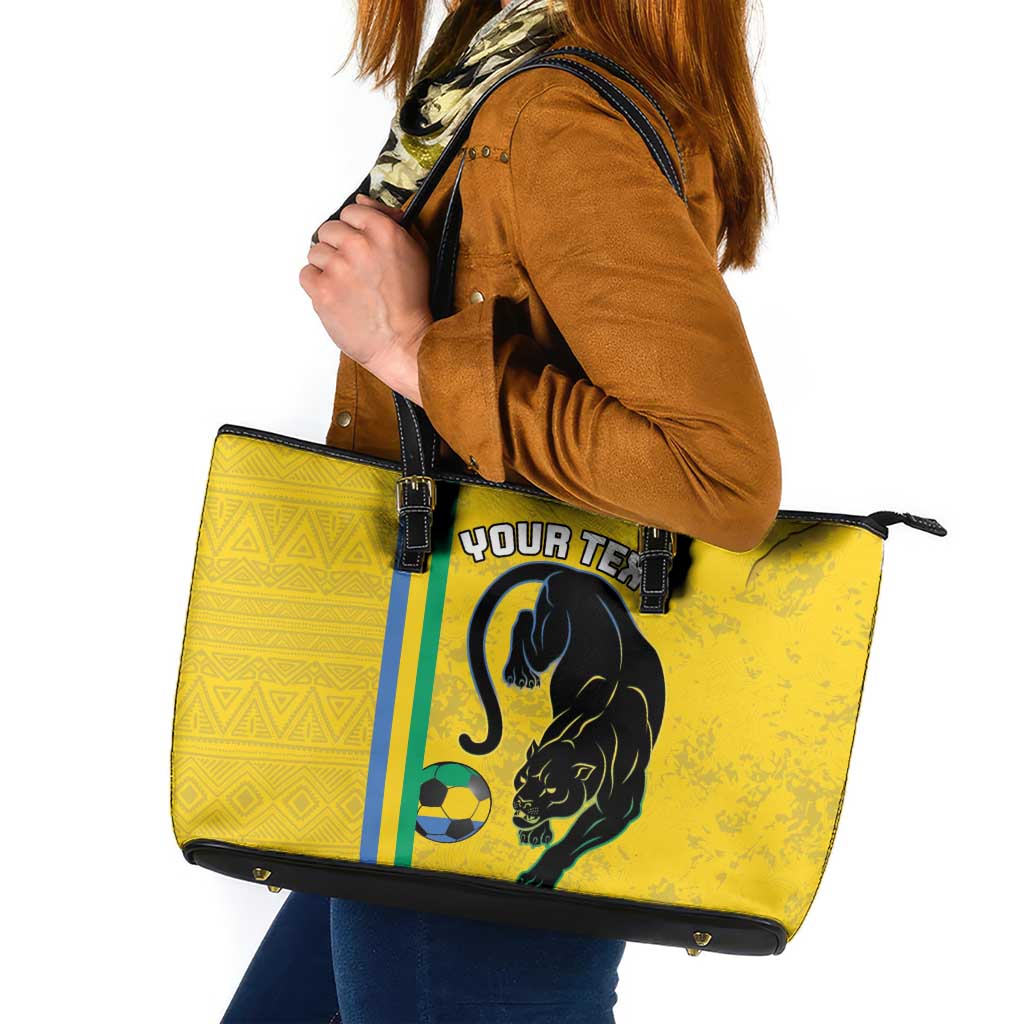 Custom Gabon Football Leather Tote Bag Go Les Pantheres - Yellow Ver
