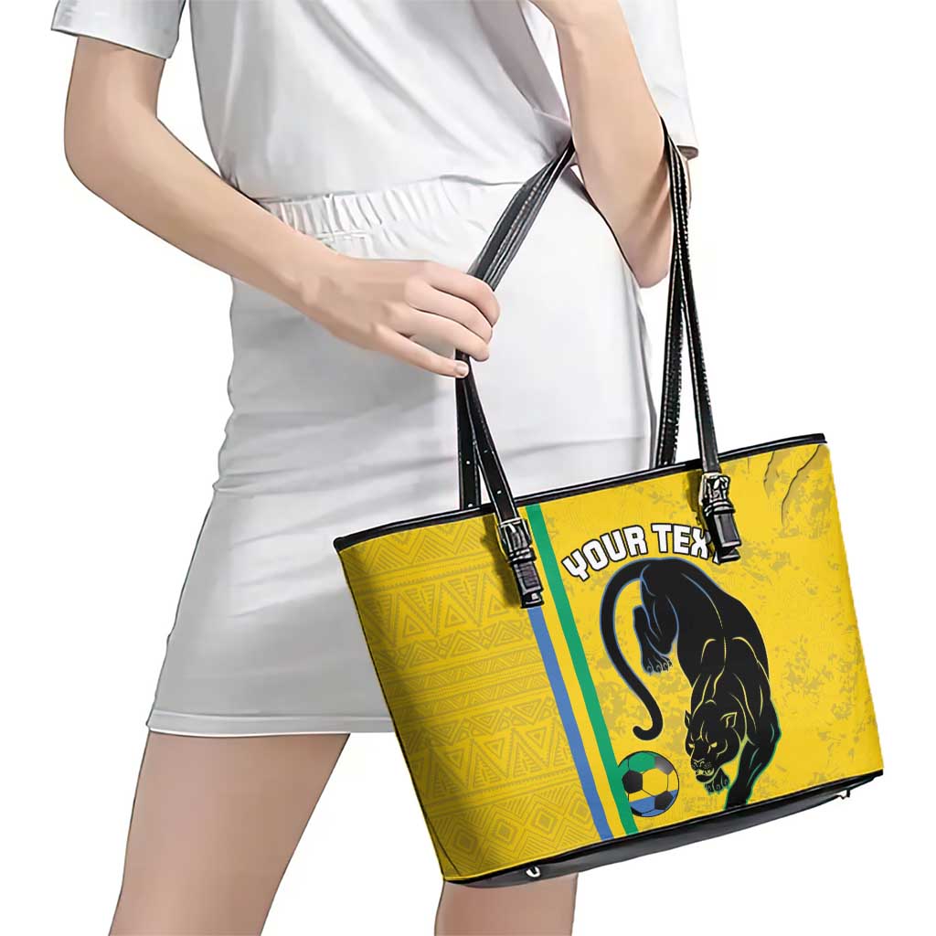 Custom Gabon Football Leather Tote Bag Go Les Pantheres - Yellow Ver