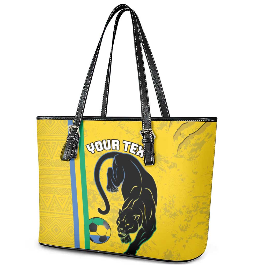 Custom Gabon Football Leather Tote Bag Go Les Pantheres - Yellow Ver