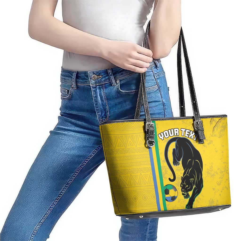Custom Gabon Football Leather Tote Bag Go Les Pantheres - Yellow Ver