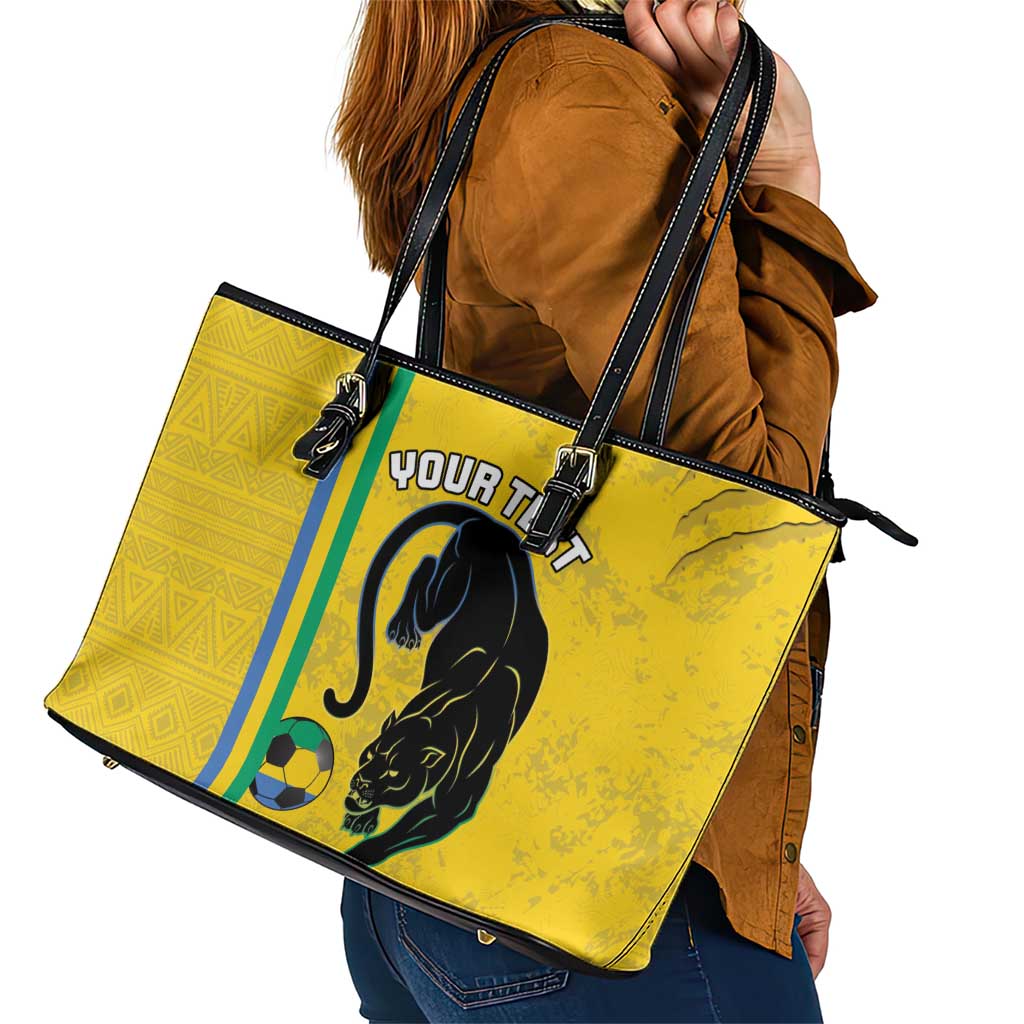 Custom Gabon Football Leather Tote Bag Go Les Pantheres - Yellow Ver