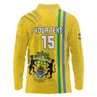 Custom Gabon Football Long Sleeve Polo Shirt Go Les Pantheres - Yellow Ver