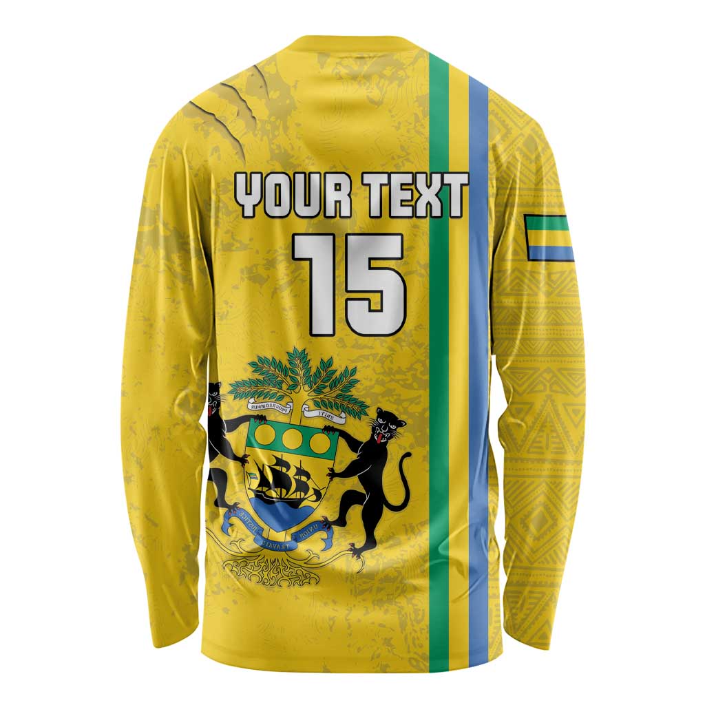 Custom Gabon Football Long Sleeve Shirt Go Les Pantheres - Yellow Ver