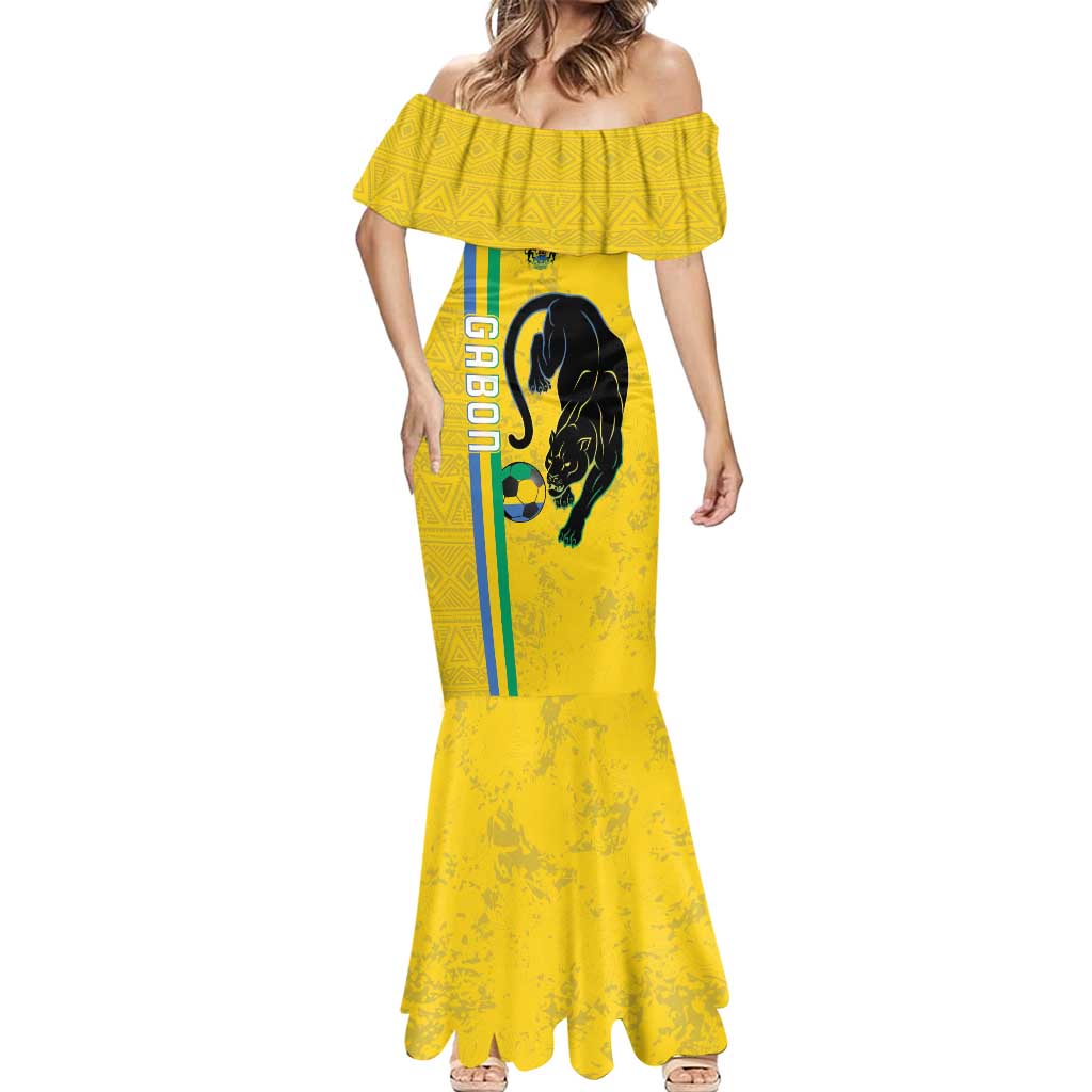 Custom Gabon Football Mermaid Dress Go Les Pantheres - Yellow Ver