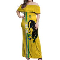 Custom Gabon Football Off Shoulder Maxi Dress Go Les Pantheres - Yellow Ver
