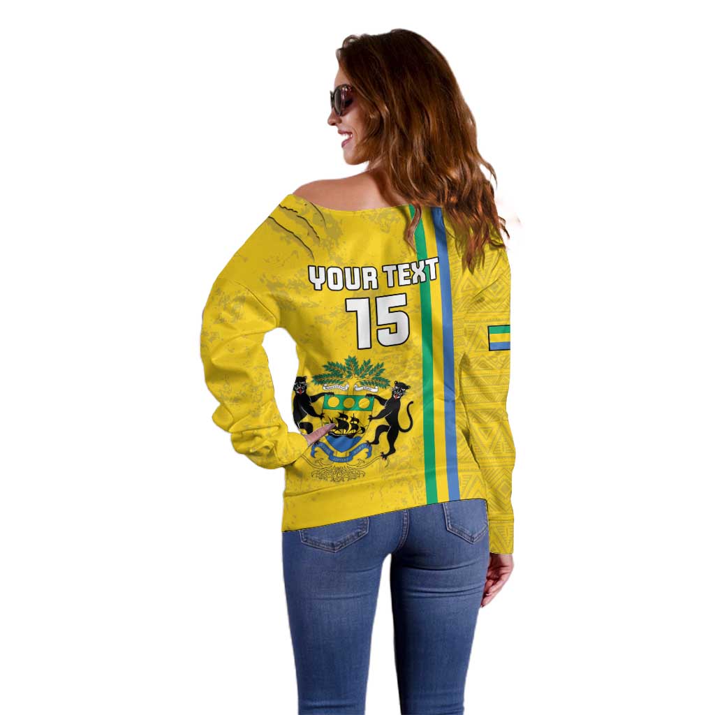 Custom Gabon Football Off Shoulder Sweater Go Les Pantheres - Yellow Ver