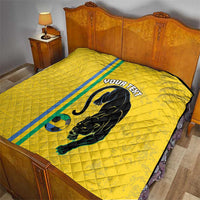 Custom Gabon Football Quilt Go Les Pantheres - Yellow Ver