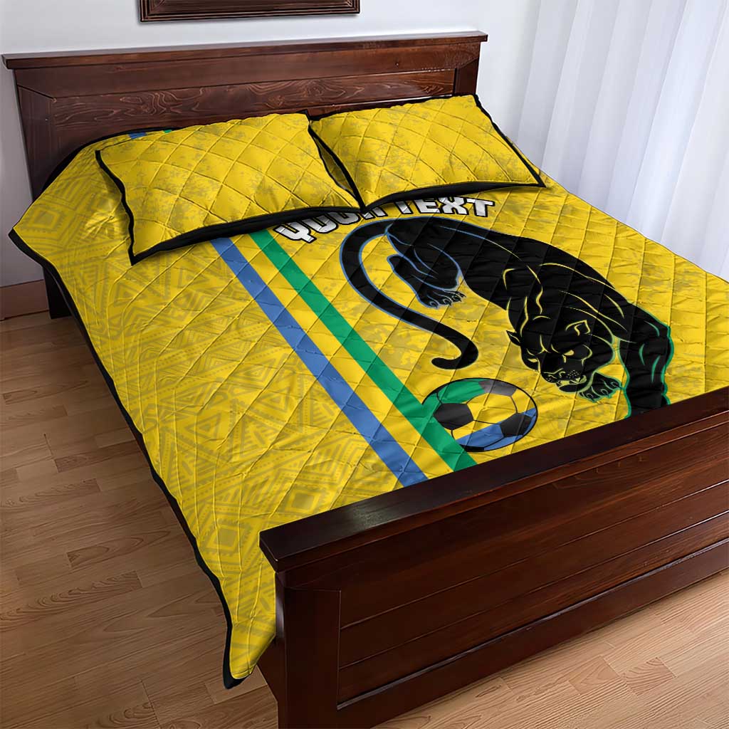 Custom Gabon Football Quilt Bed Set Go Les Pantheres - Yellow Ver