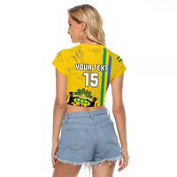 Custom Gabon Football Raglan Cropped T Shirt Go Les Pantheres - Yellow Ver