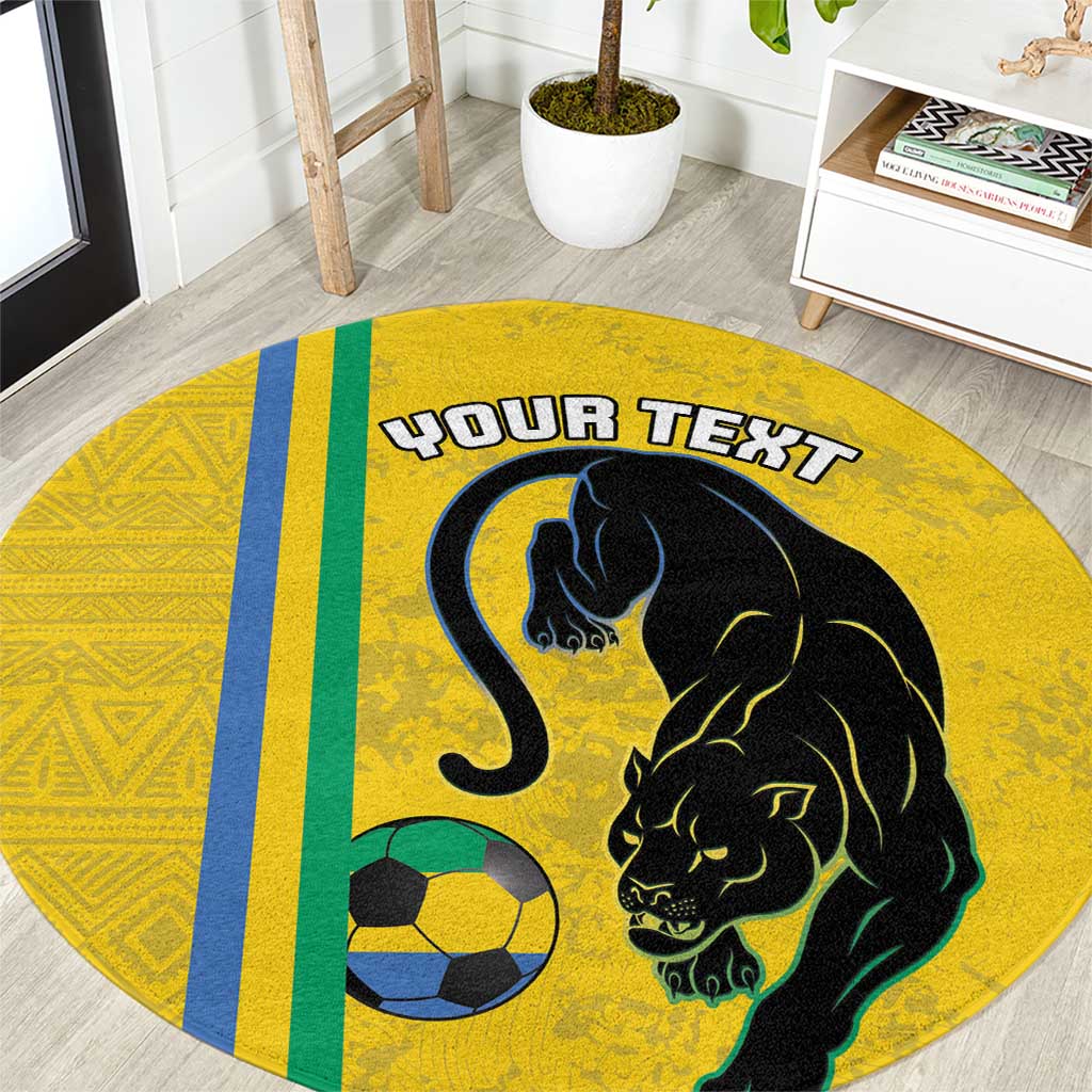 Custom Gabon Football Round Carpet Go Les Pantheres - Yellow Ver
