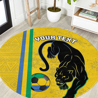 Custom Gabon Football Round Carpet Go Les Pantheres - Yellow Ver