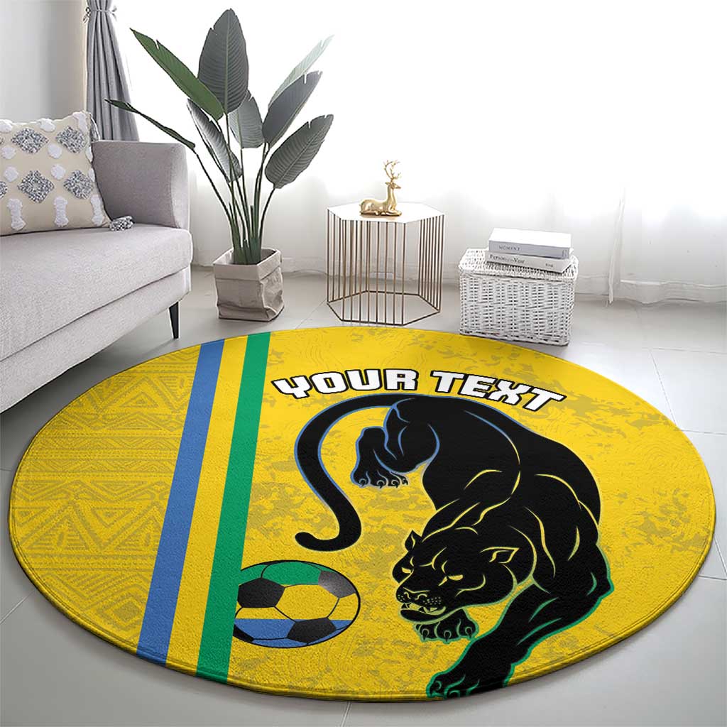 Custom Gabon Football Round Carpet Go Les Pantheres - Yellow Ver