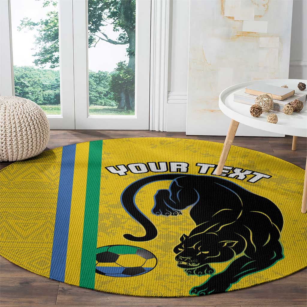 Custom Gabon Football Round Carpet Go Les Pantheres - Yellow Ver