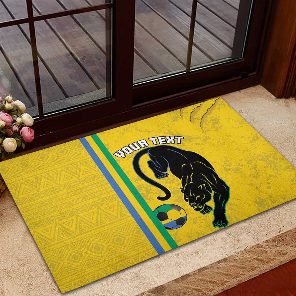 Custom Gabon Football Rubber Doormat Go Les Pantheres - Yellow Ver