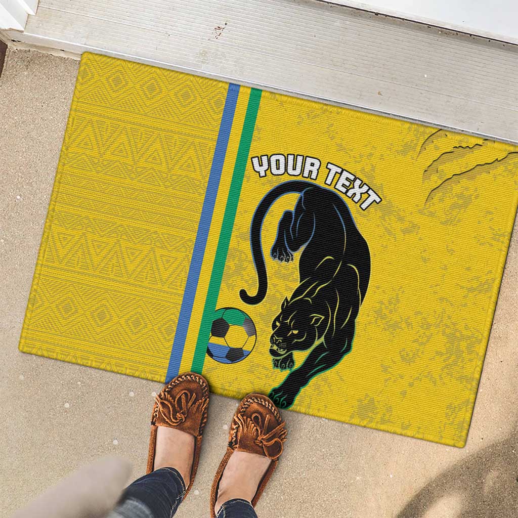 Custom Gabon Football Rubber Doormat Go Les Pantheres - Yellow Ver
